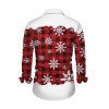 Men's Christmas Shirt Colorblock Plaid Snowflake Print Button Up Long Sleeve Holiday Shirt - Rouge Vineux M