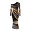 Elegant Party Dress Starry Galaxy Print Mesh Panel Skew Neck Long Sleeve Bodycon Dress - marron foncé XXL | US 14