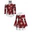 Christmas Couple Outfit Colorblock Plaid Snowflake Print Bell Sleeve A Line Mini Dress and Long Sleeve Shirt Set - Rouge Vineux S | US 4