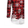 Christmas Couple Outfit Colorblock Plaid Snowflake Print Bell Sleeve A Line Mini Dress and Long Sleeve Shirt Set - Rouge Vineux S | US 4