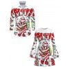 Christmas Couple Outfit Christmas Tree Snowflake 3D Print Bell Sleeve A Line Mini Dress and Long Sleeve Shirt Set - Blanc S | US 4