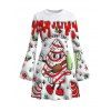 Christmas Couple Outfit Christmas Tree Snowflake 3D Print Bell Sleeve A Line Mini Dress and Long Sleeve Shirt Set - Blanc S | US 4