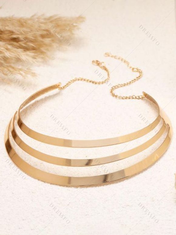 Sculptural Multi-Layer Collar, Open Cuff & Spiral Earrings Necklace - d'or 