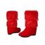 Cute Bow Faux Fur Lined Hidden Wedge Holiday Boots - Rouge EU 43