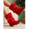 Cute Bow Faux Fur Lined Hidden Wedge Holiday Boots - Rouge EU 43