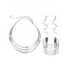 Sculptural Multi-Layer Collar, Open Cuff & Spiral Earrings Necklace - Argent 