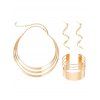 Sculptural Multi-Layer Collar, Open Cuff & Spiral Earrings Necklace - d'or 