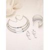 Sculptural Multi-Layer Collar, Open Cuff & Spiral Earrings Necklace - Argent 