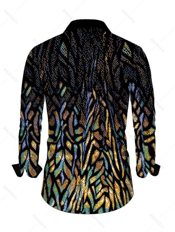 Party Couple Outfit Rhinestone Tiger Spot Print Crisscross Mesh Panel Draped Bodycon Dress and Long Sleeve Shirt Set - Noir S | US 4