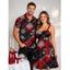 Christmas Couple Outfit Plaid Snowflake Print Belt Dress and Shirt Set - Rouge S | US 4