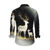 Christmas Couple Outfit Starry Sky Elk Print Bell Sleeve A Line Mini Dress and Long Sleeve Shirt Holiday Set - Noir S | US 4