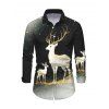 Christmas Couple Outfit Starry Sky Elk Print Bell Sleeve A Line Mini Dress and Long Sleeve Shirt Holiday Set - Noir S | US 4