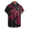 Party Couple Outfit Colorblock Abstract Floral Print Ruffle Slit V Neck Mermaid Bodycon Dress and Short Sleeve Shirt Set - Rouge Vineux S | US 4
