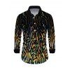 Party Couple Outfit Rhinestone Tiger Spot Print Crisscross Mesh Panel Draped Bodycon Dress and Long Sleeve Shirt Set - Noir S | US 4