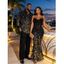 Party Couple Outfit Rhinestone Tiger Spot Print Crisscross Mesh Panel Draped Bodycon Dress and Long Sleeve Shirt Set - Noir S | US 4