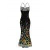 Party Couple Outfit Rhinestone Tiger Spot Print Crisscross Mesh Panel Draped Bodycon Dress and Long Sleeve Shirt Set - Noir S | US 4