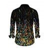 Party Couple Outfit Rhinestone Tiger Spot Print Crisscross Mesh Panel Draped Bodycon Dress and Long Sleeve Shirt Set - Noir S | US 4