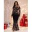 Party Dress Rhinestone Tassel Print Mesh Panel Off the Shoulder Long Sleeve Bodycon Evening Dress - Noir L | US 8-10
