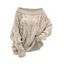 Solid Color Cable Knit Sweater Off the Shoulder Pullover Top - café lumière XXL | US 14