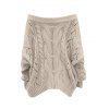 Solid Color Cable Knit Sweater Off the Shoulder Pullover Top - café lumière XXL | US 14