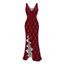 Christmas Dress Red Argyle Star Print Ruffle Slit V Neck Mermaid Bodycon Holiday Dress - Rouge Vineux M | US 6