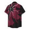 Men's Casual Shirt Colorblock Abstract Floral Print Button Up Short Sleeve Shirt - Rouge Vineux M