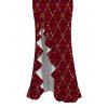 Christmas Dress Red Argyle Star Print Ruffle Slit V Neck Mermaid Bodycon Holiday Dress - Rouge Vineux M | US 6