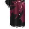 Men's Casual Shirt Colorblock Abstract Floral Print Button Up Short Sleeve Shirt - Rouge Vineux M