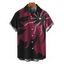 Men's Casual Shirt Colorblock Abstract Floral Print Button Up Short Sleeve Shirt - Rouge Vineux M