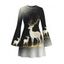 Christmas Dress Starry Sky Elk Print Bell Sleeve A Line Mini Holiday Dress - Noir XL | US 12