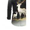 Men's Christmas Shirt Starry Sky Elk Print Button Up Long Sleeve Holiday Shirt - Noir S