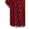Men's Christmas Shirt Red Argyle Star Print Button Up Short Sleeve Holiday Shirt - Rouge Vineux M