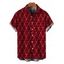 Men's Christmas Shirt Red Argyle Star Print Button Up Short Sleeve Holiday Shirt - Rouge Vineux M