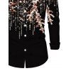 Men's Party Shirt Rhinestone Tassel Print Button Up Long Sleeve Shirt - Noir S