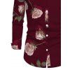 Men's Casual Shirt Rose Floral Print Button Up Long Sleeve Valentine's Day Shirt - Rouge Vineux S