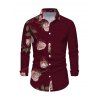 Men's Casual Shirt Rose Floral Print Button Up Long Sleeve Valentine's Day Shirt - Rouge Vineux S