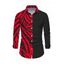 Men's Casual Shirt Contrast Color Tiger Print Button Up Long Sleeve Shirt - Rouge 5XL