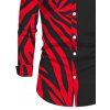 Men's Casual Shirt Contrast Color Tiger Print Button Up Long Sleeve Shirt - Rouge 5XL