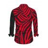 Men's Casual Shirt Contrast Color Tiger Print Button Up Long Sleeve Shirt - Rouge 5XL