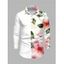 Men's Vacation Shirt Watercolor Floral Leaf Print Button Up Long Sleeve Shirt - Blanc S
