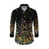 Men's Party Shirt Rhinestone Tiger Spot Print Button Up Long Sleeve Shirt - multicolor S