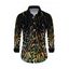 Men's Party Shirt Rhinestone Tiger Spot Print Button Up Long Sleeve Shirt - multicolor S
