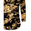 Men's Vintage Shirt Tie Dye Print Button Up Long Sleeve Shirt - Noir 5XL