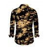 Men's Vintage Shirt Tie Dye Print Button Up Long Sleeve Shirt - Noir 5XL