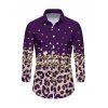 Vintage Couple Outfit Leopard Print Panel Turn Down Collar Ruched Bodycon Shirt Dress and Long Sleeve Shirt Set - Concorde S | US 4