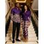 Vintage Couple Outfit Leopard Print Panel Turn Down Collar Ruched Bodycon Shirt Dress and Long Sleeve Shirt Set - Bleu profond S | US 4