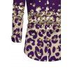 Vintage Couple Outfit Leopard Print Panel Turn Down Collar Ruched Bodycon Shirt Dress and Long Sleeve Shirt Set - Concorde S | US 4