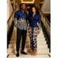 Vintage Couple Outfit Leopard Print Panel Turn Down Collar Ruched Bodycon Shirt Dress and Long Sleeve Shirt Set - Bleu profond S | US 4