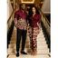 Vintage Couple Outfit Leopard Print Panel Turn Down Collar Ruched Bodycon Shirt Dress and Long Sleeve Shirt Set - Bleu profond S | US 4