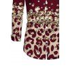 Vintage Couple Outfit Leopard Print Panel Turn Down Collar Ruched Bodycon Shirt Dress and Long Sleeve Shirt Set - Rouge Vineux S | US 4